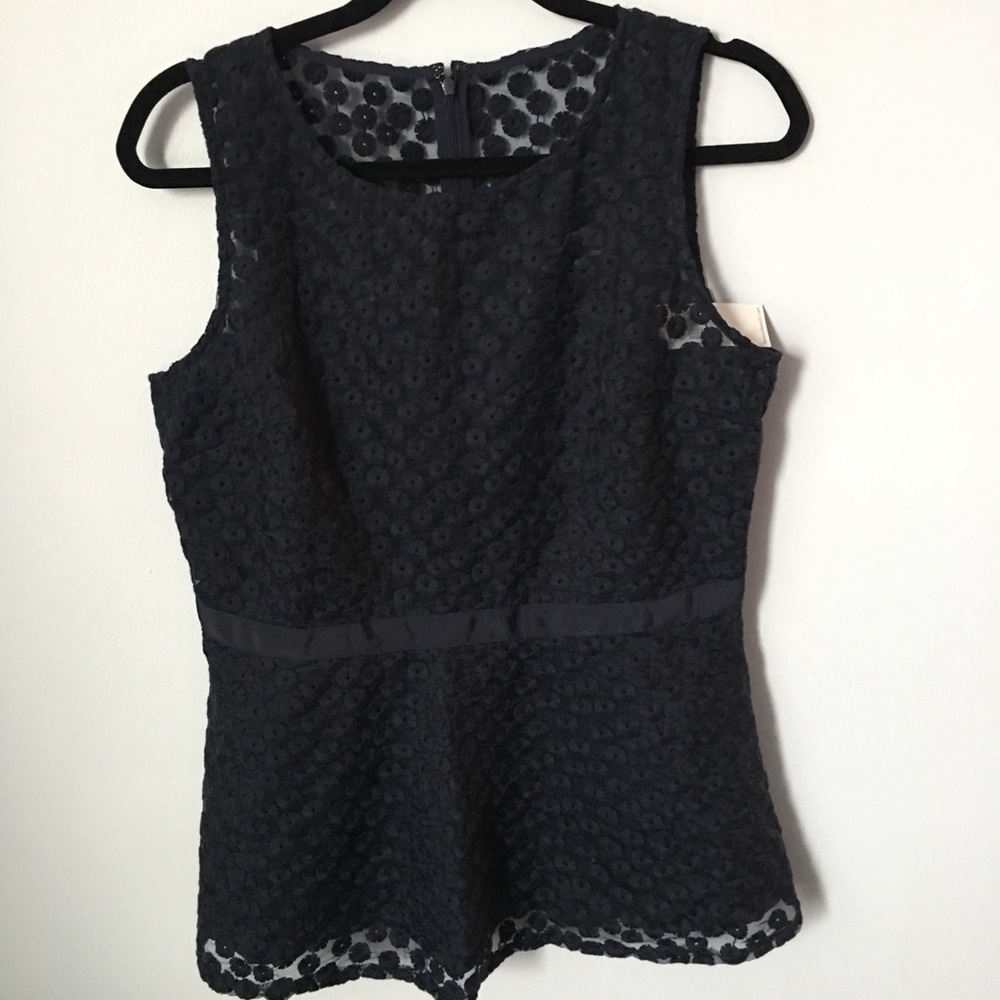 NWT Banana Republic navy peplum top, size 8